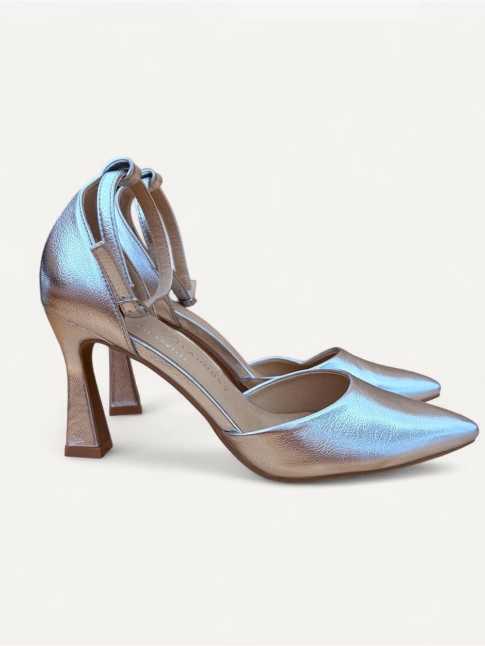 Chinese Laundry Iridescent Pointed-Toe Ankle-Strap Heels - Silver